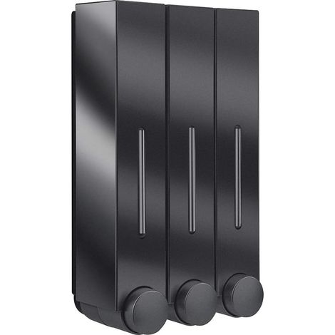 Nannigr Rechargeable Shampooing Distributeur en Plastique de Douche À Liquide Bouteille 420ml Contenu pour Chaque Chambre, Triple Noir