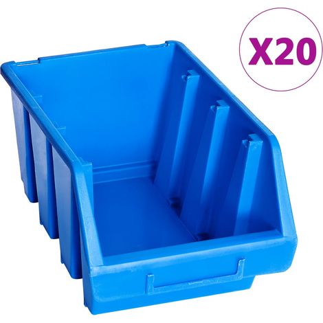 vidaXL Stacking Storage Bins 20 pcs Blue Plastic