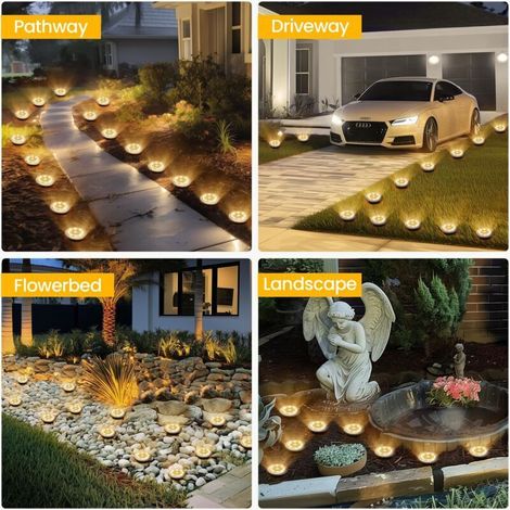 Lot de 10 mini lampes solaires de jardin, éclairage paysager étanche pour terrasse, cour, allée (blanc chaud) (1/3)