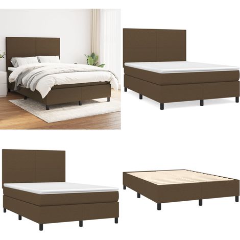 Boxspringbett mit Matratze Dunkelbraun 140x190 cm Stoff - Boxspringbett - Doppelbett - Bettenrahmen - Matratze - Nachttisch - Home & Living (1/5)