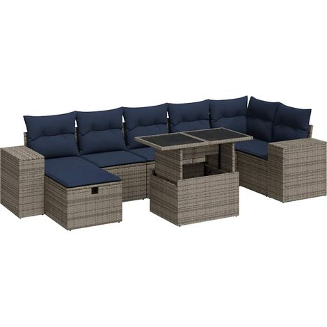 Maison Exclusive - Set Divani Giardino 8 pz con Cuscini Marrone Polyrattan Acacia (1/5)