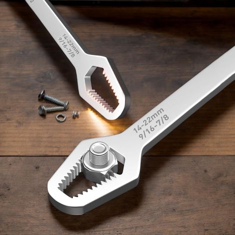 Jeu d'outils à clé réglable multifonctionnelle, adapté à la réparation automobile et au bricolage – conception de clé auto-ajustable à double extrémité. (1/5)