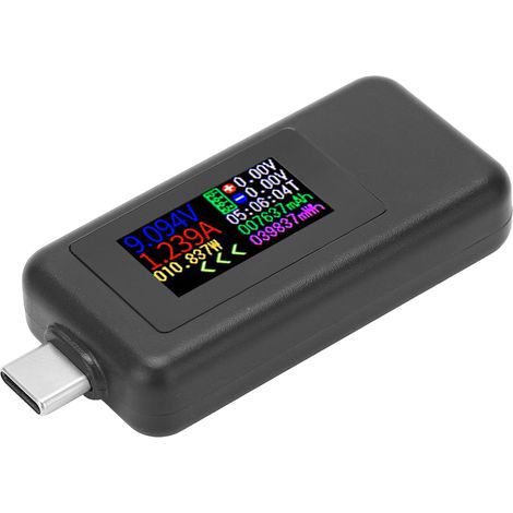 2-in-1 USB-C-Leistungsmessgerät: Voltmeter, Amperemeter, Farbdisplay, DC 4–30 V (1/5)