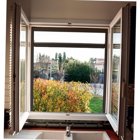 Moustiquaire enrouleur de fenêtre aluminium gris anthracite 80 x 130 cm