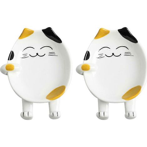lot de 2 supports de couvercles de casseroles en céramique à motifs de dessins animés, repose-cuillères pratiques (couleurs assorties)-13X10.5X2CM-Assorted Color (1/2)
