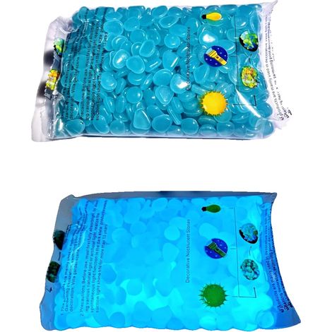 Galets Lumineux Dans Le Noir, Pierres Décoratives Pour Jardins, Aquariums, Bleu, 500pcs-a (1/2)