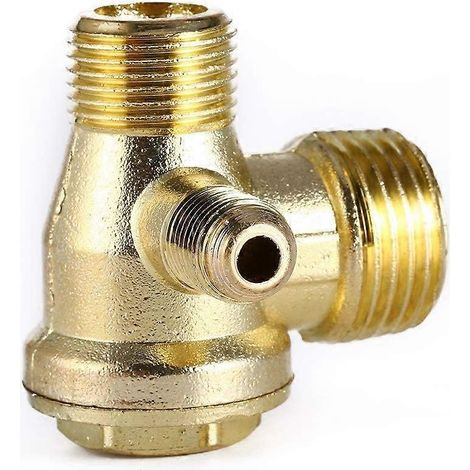 Clapet anti-retour unidirectionnel à filetage mâle en laiton 3 ports pour compresseur d'air, raccord de tuyauterie Central Pneumatic en laiton, dimensions : 1/8" x 3/8" x 1/2". (1/5)