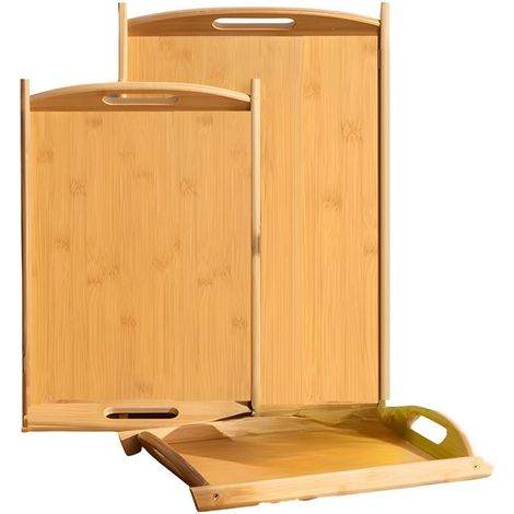 Plateaux de service - CHEFFINGER - Set de 3 - Bambou naturel - Marron clair - Ultra durable (1/5)