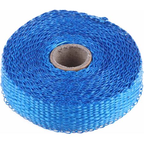 Ruban isolant thermique automobile de 5 mètres pour tuyaux d'échappement, avec 4 attaches de câble en acier inoxydable (bleu). (1/5)