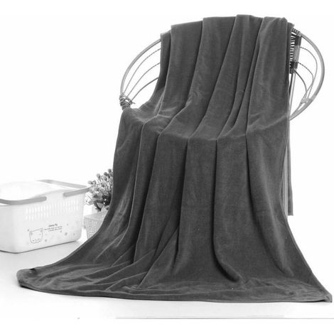 Serviette de bain Serviette de bain salon de beaute hotel spécial linge de table de massage grande serviette adulte doux super absorbant (Gris, épaisseur moyenne, 190x90cm) (1/3)