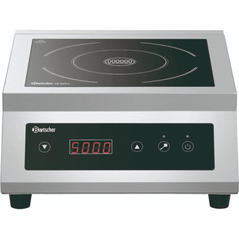 Plaque inox à induction vitrocéramique lisse (Ø)280 mm, à poser, 5000 W, 400 V - TRI