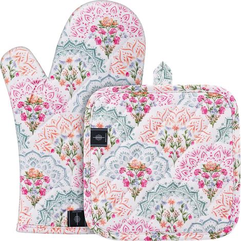 Lot de 2 Gants de Cuisine résistants à la Chaleur avec Rayures en Silicone antidérapant pour la Cuisine et la pâtisserie (1/3)