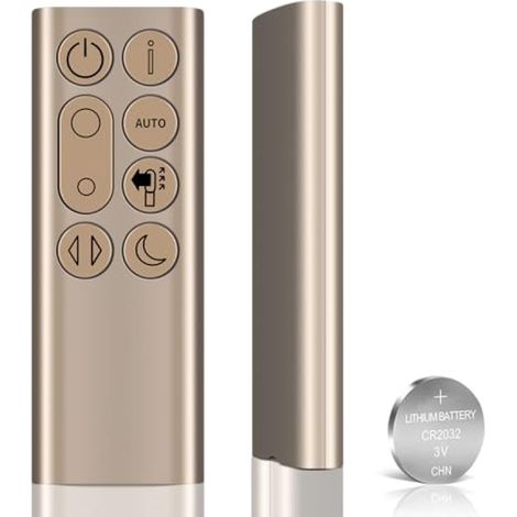 Télécommande universelle de remplacement avec pile dorée, compatible avec les ventilateurs Dyson Tower. (1/5)
