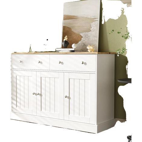 Buffet, Bois d'ingénierie, 60 pouces de large, Trois portes, Deux tiroirs, Charnières à fermeture douce (1/5)