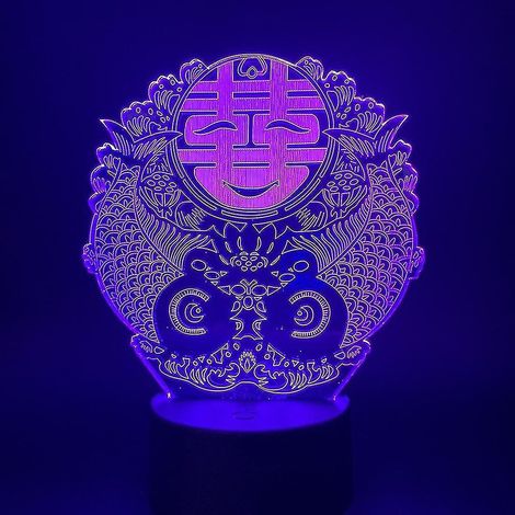 Veilleuse LED 3D à double poisson joyeux, lampe de table à changement de couleur pour chambre à coucher (1/3)