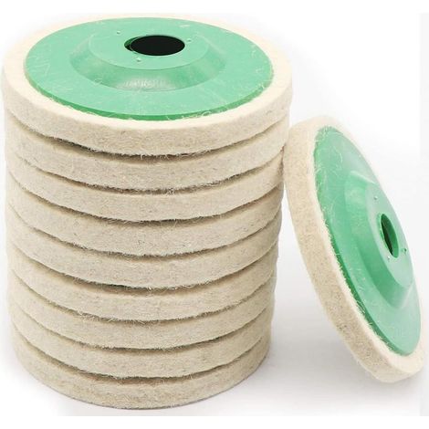 10 pièces meuleuse d'angle disque de polissage en laine 100mm, disque de polissage flexible pour perceuse, outil de ponçage pour le marbre, les métaux, le verre, aide au ponçage (1/5)