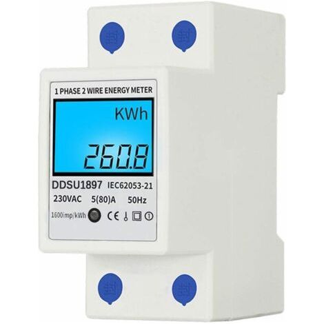 Compteur d'énergie électrique numérique Compteur d'électricité monophasé sur rail DIN Compteur électrique multifonction monophasé à deux fils - (1/4)