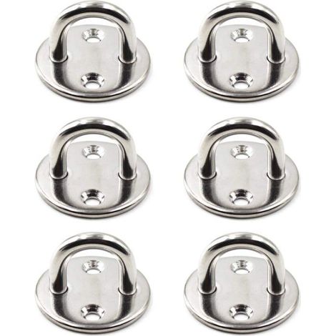 ee Crochet de Fixation Murale de Plafond Robuste Anchor Pad Eye Plate Acier Inoxydable 304 1/4" 6mm (6 pièces) (1/4)