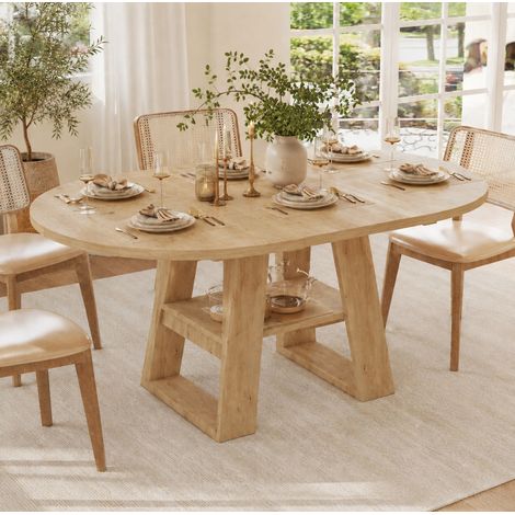 Tavolo da pranzo allungabile 110-150x110 cm in MDF rovere con vano, 4-6 persone - CHICFURN (1/5)