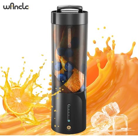 Extracteur de jus électrique portable (noir), rechargeable par USB, capacité de 450 ml