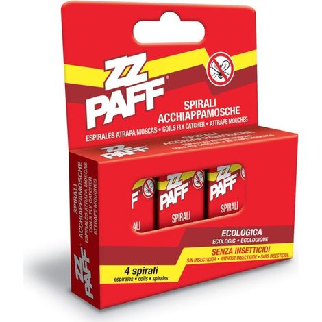 TRADE SHOP - Set 24pz Da 4 Spirali Rotolino Acchiappamosche Adesive Ecologico Senza Insetticidi 008377z -