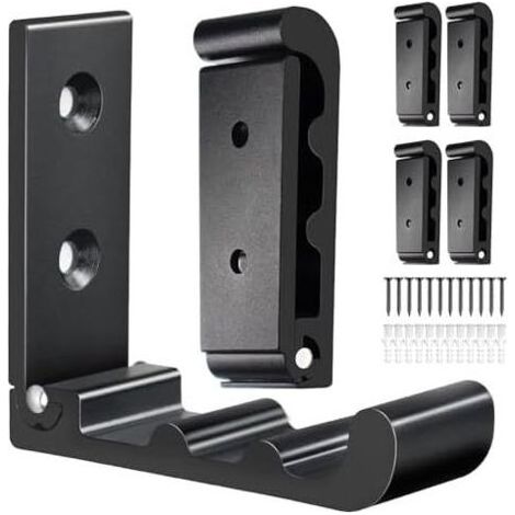 Set mit 6 schwarzen Klapphaken zum Aufhängen von Mänteln, Handtüchern, Kleiderbügeln, Hüten, Rucksäcken und Taschen, Wandmontage, gewelltes Schwarz - Welle (1/5)
