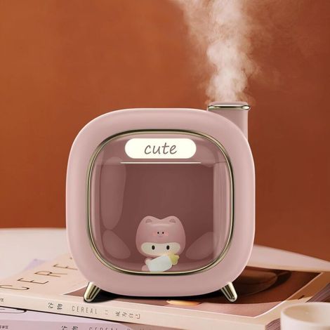 Humidificateur animal mignon, humidificateur créatif, rechargeable (rose) (1/5)