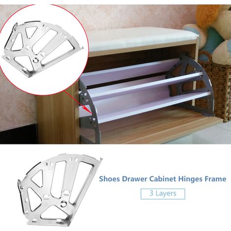 1 Paire Charnières pour Armoire à Chaussures Cadre Rack Pivotant Mobile Accessoires (3 Niveaux) (1/5)