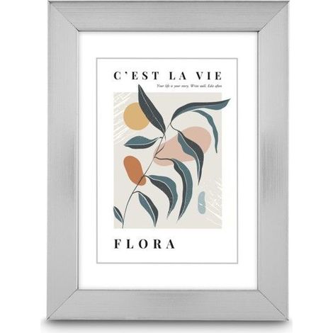 Cadre photo en plastique "Flora", argenté, 15 x 20 cm