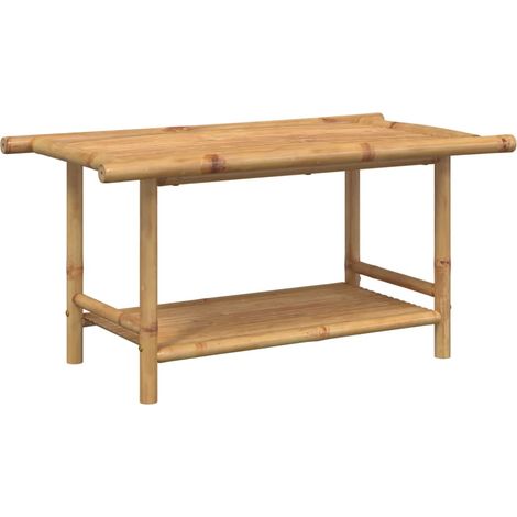 Mesa de centro de diseño exótico 90x50x45 cm bambú con acabado natural DEC037243
