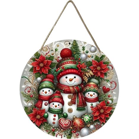Décoration pour Porte Noël Pendentifs Ornement Couronne en Bois Panneau porte en bois pour Noël et décoration festive Pour extérieur, porche, jardin, intérieur, cuisine, chambre, bureau, (1/5)