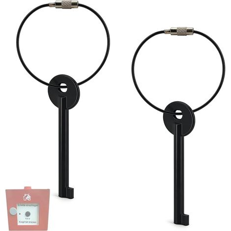 4mm DIN clé de service pour boutons d'alarme 2 pièces couleur noir, réinitialiser les systèmes d'essai d'incendie, clé de capteur, avec câble en acier et support, pour les techniques (1/5)