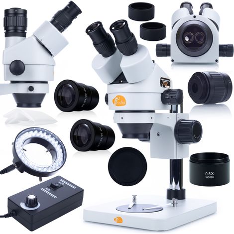Microscopio stereoscopico trinoculare Rosfix Mercury Pro MSMP-T-PS1 + illuminatore per microscopio 56xLED + lente per microscopio Rosfix 0,5x