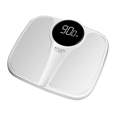 Bilancia pesapersone Adler AD 8172w Peso massimo (capacità) 180 kg Precisione 100 g Misurazione dell'indice di massa corporea (BMI) Bianca (1/4)