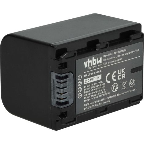 vhbw Akku kompatibel mit Sony HDR-SR11, HDR-SR12, HDR-SR11E, HDR-SR12E, HDR-SR37E, HDR-SR37 Videokamera Camcorder (950 mAh, 7,2 V, Li-Ion) + Infochip (1/5)
