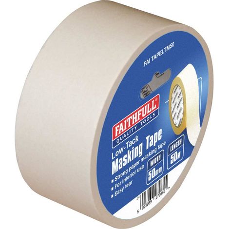 Faithfull 00545050TB Low Tack Masking Tape 50mm x 50m FAITAPELTM50
