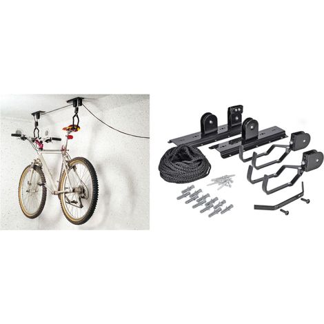 Metall Fahrrad Aufhängung in schwarz - Tragkraft 20 kg - Seilzug Fahrradlift
