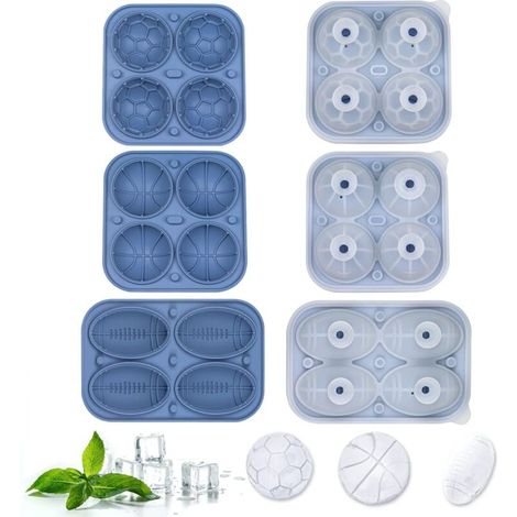 Moule à Glaçons en Silicone, Plateau à Glaçon avec Couvercle,Glacon Boule de Glace,3 Paquets Réutilisable bac Grand bac Glaçons(bleu) (1/5)