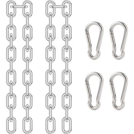 DesertBoy Chaîne de Chaise Suspendue 2 Pièces Chaîne D'extension en Acier Inoxydable 304 Chaine pour Fauteuil Suspendu avec 4Pcs Mousqueton à Ressort pour Intérieur et Extérieur Fixation de Suspension (1/5)