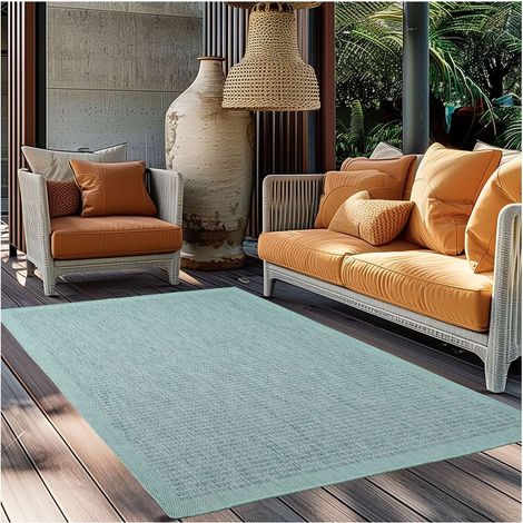 Tapis plat uni moderne intérieur Rocco Bleu 140x200 (1/5)