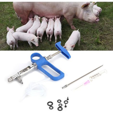 Seringue à vaccin 2ml pour animaux modèle C avec distributeur automatique, seringue automatique avec seringue graduée 2ml et manche en plastique pour poulets, porcs, moutons, canards, pigeons et autre (1/5)