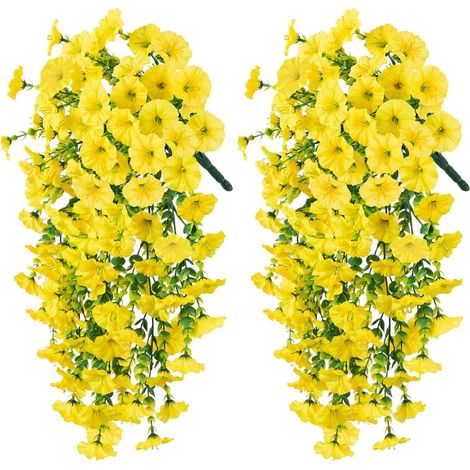 2 pièces Fleurs artificielles, 75 cm, Plastique résistant aux UV, Suspension flexible, Décoration jardin balcon (1/5)