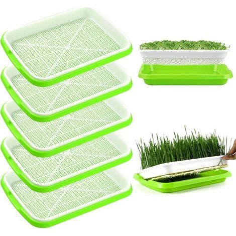 5 Pièces Plateau de Germination des Graines Germoir pour Graines à Germer 35 X 24 cm Plaque Semis Réutilisable sans BPA pour Jardin, Maison, Bureau (1/5)