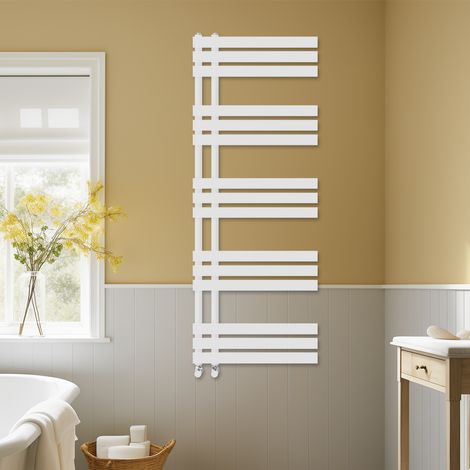 Bathroom D-shape Heated Towel Rail Designer Radiator Ladder Warmer Heating Rads 1600x600mm White