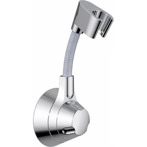 Support universel pour pommeau de douche sans perçage, ventouse, réglable à 360°, en résine ABS robuste, pas de perçage, montage mural en pâte solide, argenté (1/5)