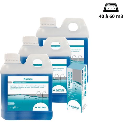 Bayrol - Nophos anti-phosphate x 3 + languette analyse pour bassin de 40 à 60 m3 (1/4)