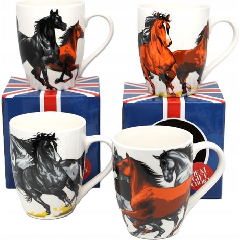 Tazza in porcellana con motivo a cavallo, mix di fantasie (1/5)