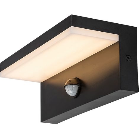 Moderne schwarze Außenwandleuchte mit Bewegungsmelder, variable LED-Farbe, 9W IP54 ZARAGOZA, Rabalux