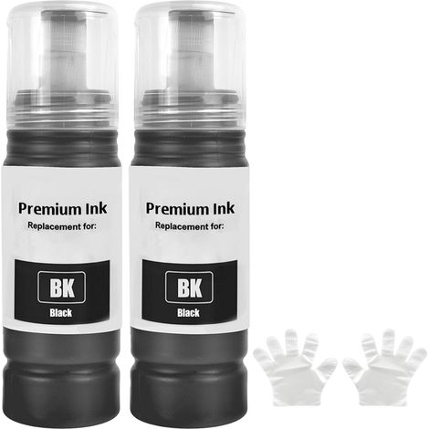 Encre Compatible avec Epson 104 Bouteille d'encre Multipack pour ecotank ET-1810 ET-2726 ET-2810 ET-2811 ET-2812 ET-2814 ET-2815 ET-2820 ET-2821 ET-2825 ET-2826 ET-4700 ET-4800 (BK x 2) (1/5)