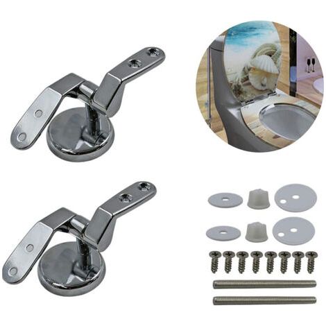SABIR Matériel de fixation de couvercle, charnières de couvercle de toilette avec accessoires à vis (argent) (1/5)